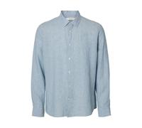 SELECTED HOMME Camisa Masculina 100% Lino, Espuma Azul., M