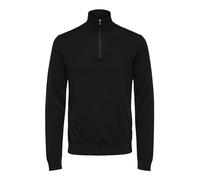 SELECTED HOMME Jersey de Punto Masculino con Media Cremallera, Negro, L