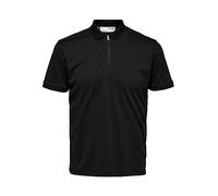 Selected Homme Polo Slhfave Zip SS para Hombre, Negro, M