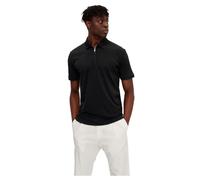 Selected Homme Slhfave Zip SS Polo, Negro, M para Hombre