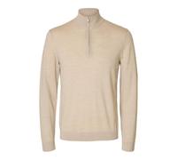 Selected Homme Slhtray LS Knit Merino Half Zip Noos, Avena, M