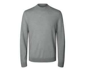 SELECTED HOMME Slhtray LS Knit Merino Mock Neck Noos Suéter pulóver, Color Gris, L para Hombre