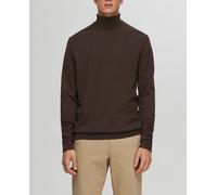 Selected Jersey de hombre cuello alto 100% algodón. Marrón oscuro 2XL