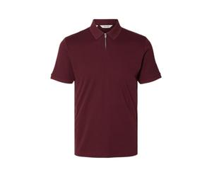 Selected Men Polo Slhfave Zip SS Noos para Hombre, Puerto Tawny., L