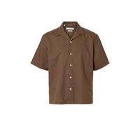 SELECTED MEN Slhrlxclay Linenblend SS Shirt Res Noos, marrón, L