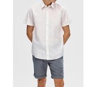 Selected Homme Slhreg-New Linen Shirt SS Noos Camisa de Manga Corta para Hombre, Blanco, XL