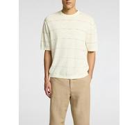 Selected Selected - Camiseta lino rayas hombre corte regular fit. Blanco Talla M