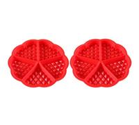 Selecto Bake 2 moldes de silicona para gofres y panqueques, molde antiadherente para magdalenas de corazón, bueno para adelgazar gofres y recetas de desayuno, color rojo