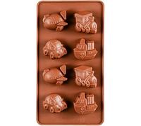 Selecto Bake Cartoons Molde de silicona para hornear, 1 molde de chocolate con forma de coche 3D de 8 cavidades para fiesta temática de cumpleaños, taza para muffins, cubitos de hielo, jabón