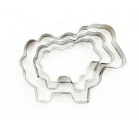 Selecto Bake Juego de 3 cortadores de galletas de acero inoxidable con forma de oveja de granja, cortador de sándwich, fondant, molde para tartas, prensa de galletas