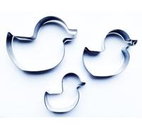 Selecto Bake Juego de 3 cortadores de patos de granja, sellos de galletas de acero inoxidable, cortador de sándwich, molde para pasteles y fondant, prensa para galletas