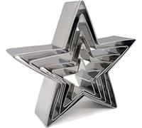 Selecto Bake Juego de 5 cortadores de estrella de acero inoxidable para galletas, cortador de sándwich, molde para tartas de fondant, prensa para galletas