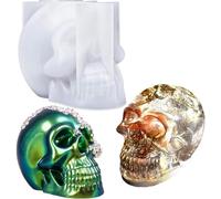 Selecto Bake Molde de calavera 3D para resina, molde de calavera de silicona, moldes de resina de forma grande para hacer velas, moldes epoxi de silicona para decoración del hogar, Halloween o