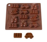 Selecto Bake Molde de silicona para chocolate con 12 cavidades, coche, oso de peluche, descansos, decoración de pastel de caballo balancín, fondant, juguetes de bebé, molde para cera derretida para