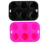 Selecto Bake Molde de silicona para panecillos de Yorkshire, 6 tazas, antiadherente, para hornear, color negro, rosa, paquete de 2