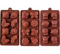 Selecto Bake Moldes de silicona antiadherentes para chocolate, caramelos, jabón, kit de moldes de silicona para hornear, juego de 3 temas de bosque con diferentes formas de animales, encantador y