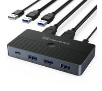 Selector de conmutación compartida USB 3.0 de 2 puertos de entrada de 4 puertos de salida rápida caja de conmutación de velocidad para uso doméstico y de oficina, fácil conmutador de computadora