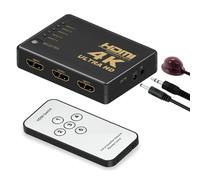 Selector de conmutador HDMI, 5 entradas, 1 salida, conmutador inteligente 4K con adaptador de corriente, compatible con Deep Color y sincronización