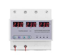 Selector De Fase De Riel DIN 3P+N Trifásico De 63 A, Voltímetro Ajustable, Protección Contra Sobretensión Y Subtensión, Relés De Monitoreo Y Protector.