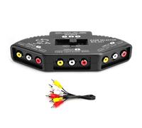 Selector de Interruptor Divisor de Audio y Vídeo de Salida 3 en 1, Conmutador de Audio y Vídeo, para DVD VCD VCR TV Game, con Cable AV (Negro)