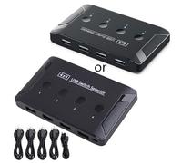 Selector USB 2.0 4 ordenadores compartiendo 4 dispositivos USB Switcher KVM adaptador Hub para PC Impresora Escáner Teclado