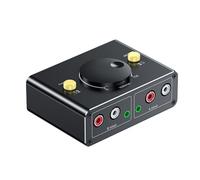 Selectores de interfaces de 3,5 mm y 2 RCA, fácil de 1 botón, conmutación de señales de sonido, no requiere alimentación, adaptador macho a hembra