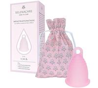 Selenacare Taza menstrual prémium: con recipiente de limpieza y bolsa de almacenamiento de algodón, rosa, talla L
