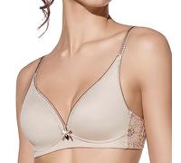 Selene - Adriana Sujetador Sra Triangular Relleno Sin Aros con Adorno Encaje. Realizado en Microfibra Color: Tierra Talla: 80
