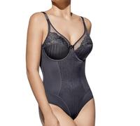 Selene, Body Mujer de Encaje con Motivo Floral, con Aros y Sin Relleno, Colección Mariluz, Color Gris, Copa 95 C