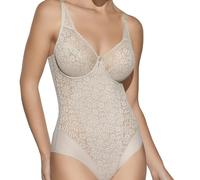 Selene, Body Mujer en Encaje Efecto Transparente, con Aro y Motivo Floral, Sin Relleno, Colección Graziella, Color Tierra, Copa 90 C