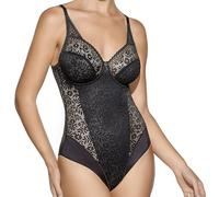 Selene, Body Mujer en Encaje Efecto Transparente, con Aro y Motivo Floral, Sin Relleno, Colección Graziella, Color Negro, Copa 100 C