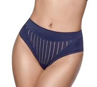 Selene, Braga de Mujer Cintura Alta Ligeramente Contenedora, Braguita Efecto Moldeador con Motivo Floral a Rayas, Colección Mariluz, Color Azul, Talla 52