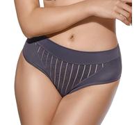 Selene, Braga de Mujer Cintura Alta Ligeramente Contenedora, Braguita Efecto Moldeador con Motivo Floral a Rayas, Colección Mariluz, Color Gris, Talla 52