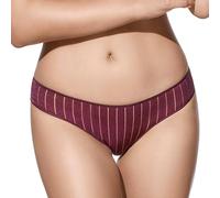 Selene, Braga de Mujer Cintura Baja con Motivo de Rayas y Transparencias, Braguita de Tejido Suave, Colección Mariluz/Vanesa, Color Burdeos, Talla L