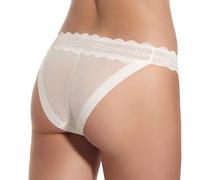 Selene, Braga de Mujer Cintura Baja en Encaje y Tul, Braguita Sin Costuras, Colección Martina/Regina, Color Marfil, Talla M