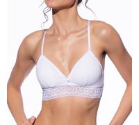 Selene, Bralette de Encaje Sin Aros, Sujetador de Mujer con Copas Acolchadas y Detalle en la Espalda, Colección Kim, Color Marfil, Talla 85B