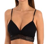 Selene, Bralette de Encaje Sin Aros, Sujetador de Mujer con Copas Acolchadas y Detalle en la Espalda, Colección Kim, Color Negro, Talla 85B