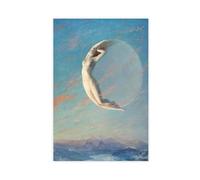 Selene by Albert Aublet - Póster de mujer y luna de 1880 para dormitorio, decoración de pared, oficina, habitación, estética, regalo, sin marco, 40 x 60 cm