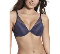 Selene, Sujetador de Encaje para Mujer, con Escote en V, Aros y Copas Acolchadas, Colección Martina, Color Azul, Talla 85B