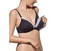 Selene, Sujetador de Lactancia para Mujer en Algodón, con Copas Acolchadas de Encaje, Sin Aros, Colección Jasmina, Color Negro, Talla 85C