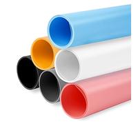 Selens 50 x 100 cm, fondo de PVC, 6 piezas, fondo de fotografía, mate, impermeable, juego para productos de alimentos, joyería cosmética para estudio fotográfico, color blanco, negro, naranja, azul