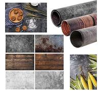 Selens 56 x 89 cm 2 en 1 telón de fondo sin costuras, 3 piezas de papel de fondo de madera de hormigón, fotografía para alimentos, joyas, cosméticos, Vlog YouTube, patrón de doble cara