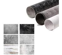 Selens Fondo 2 en 1 para fotografía de alimentos, 56 x 88 cm, tablero plano de mesa de doble cara, fondo blanco, veta de madera, cemento, textura de cemento, 3 unidades para cosméticos gourmet,