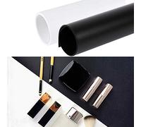 Selens Fondo de fotografía de PVC para alimentos, color blanco, negro, 50x100 cm, joyería cosmética, grabación de video