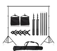 Selens Kit de sistema de soporte de fondo para foto, 2 x 3 m, con abrazaderas de resorte y bolsas de arena, ajustable, 7 x 10 pies, para fotografía y estudio, fiesta, con bolsa de transporte