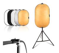 Selens Kit de soporte de reflector de luz de 61 x 91 cm para fotografía, reflector plegable 5 en 1, soporte de luz de 2 m y soporte de abrazadera de reflector para iluminación de estudio de fotos y video e iluminación al aire libre