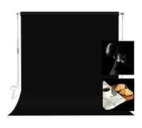 Selens Pantalla negra de 200x100 cm, telón de fondo de terciopelo, resistente a las arrugas, tela para estudio fotográfico, retrato de producto, soporte de telón de fondo, marco lavable de 2x1 m