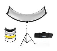 Selens - Reflector 4 en 1 para fotografía (60 x 180 cm, forma de U, trípode de luz de 200 cm, juego de difusor de iluminación ajustable para estudio de fotografía negro/blanco/oro/plateado)