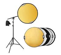 Selens - Reflector 5 en 1 de 80 cm para fotografía redonda plegable + soporte de luz de 200 cm + saco de arena + soporte extensible, difusor portátil, blanco, negro y transparente reflector con asa