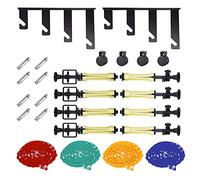 Selens Sistema de soporte de pared para fotografía de 4 rollos, soporte de fondo manual, sistema de soporte para estudio fotográfico, montaje en pared, incluye (4) cadenas, (2) ganchos individuales,